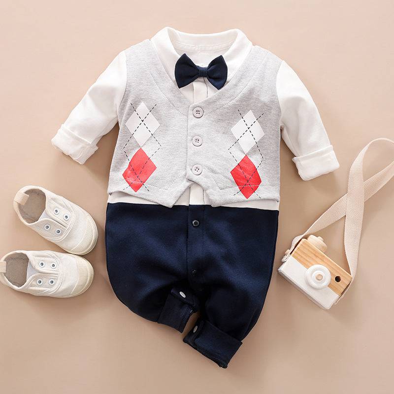 Baby Jumpsuit Spring And Autumn Models Foreign Trade Gentleman Baby Clothes Long-Sleeved Baby Clothes Baby Clothes