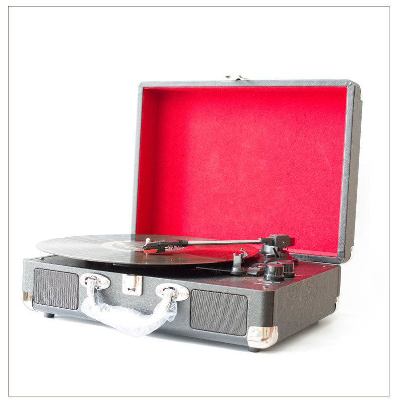 Giradischi in vinile portatile Fonografo retrò Altoparlante Bluetooth retrò creativo Giradischi con custodia in pelle stile europeo