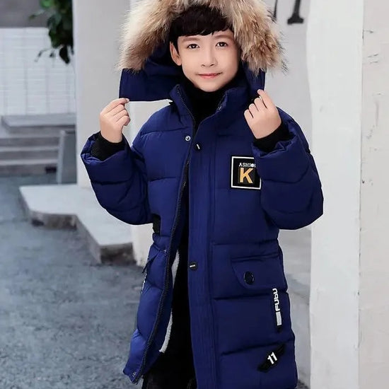 Children's Hooded Cotton Coat With Fur Collar And Cotton Quilted Jacket - YLORESHOP