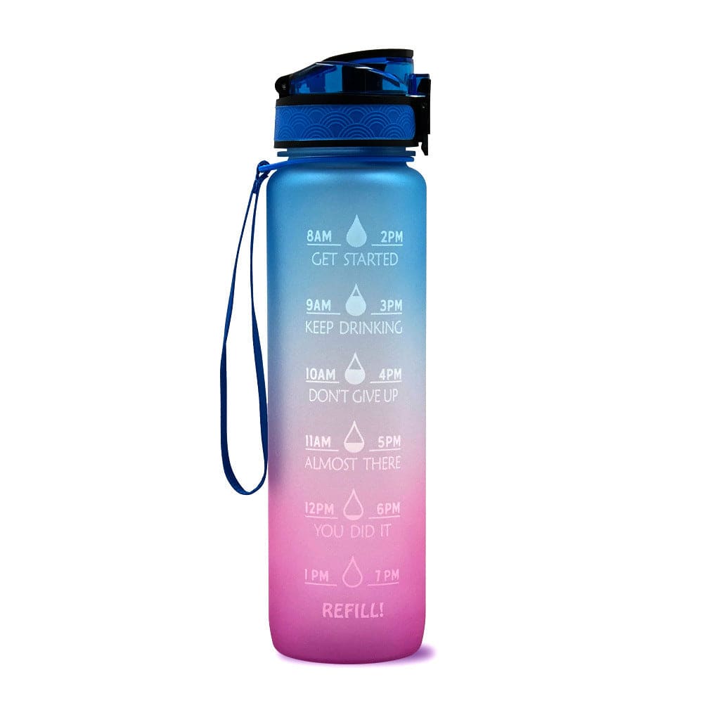 1L Tritan Water Bottle With Time Marker Bounce Cover Motivational Water Bottle Cycling Leakproof Cup For Sports Fitness Bottles - YLORESHOP