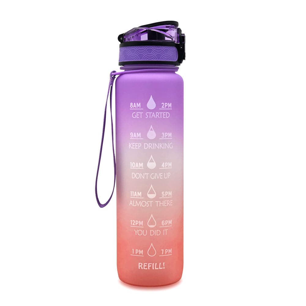 1L Tritan Water Bottle With Time Marker Bounce Cover Motivational Water Bottle Cycling Leakproof Cup For Sports Fitness Bottles - YLORESHOP