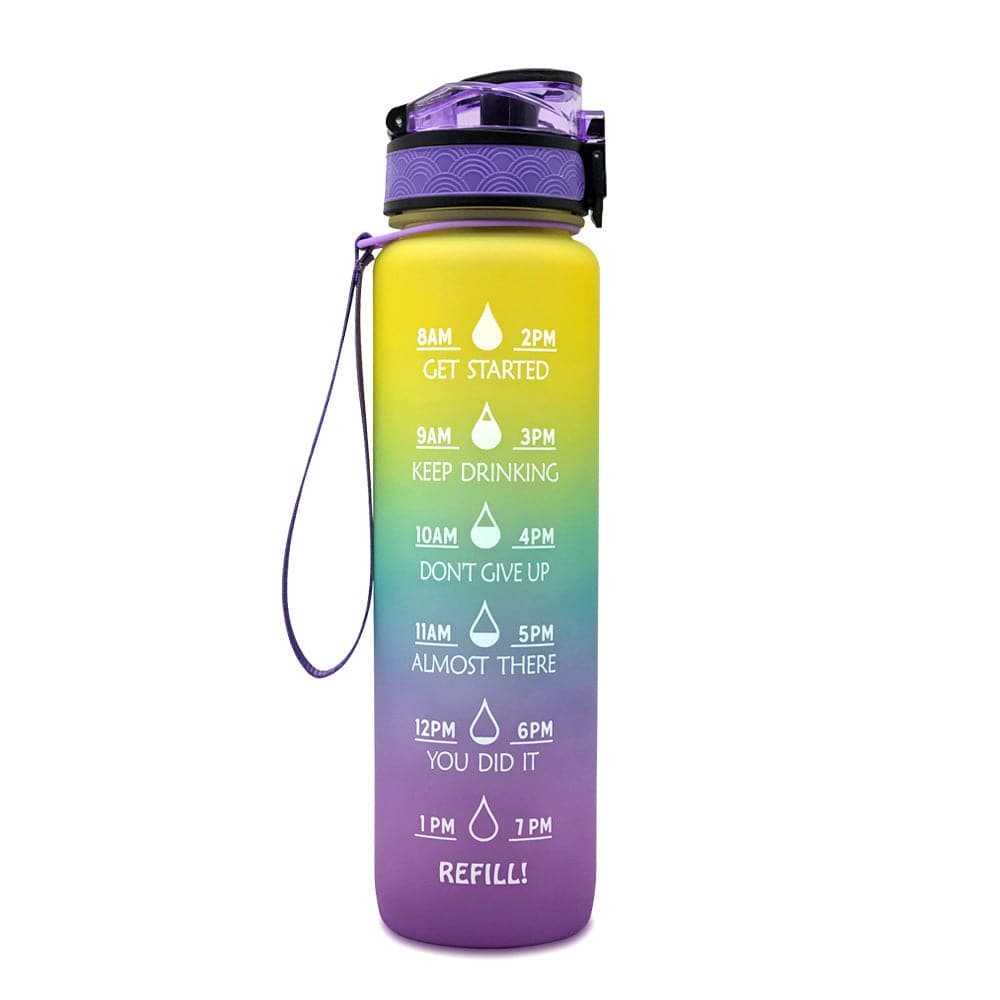 1L Tritan Water Bottle With Time Marker Bounce Cover Motivational Water Bottle Cycling Leakproof Cup For Sports Fitness Bottles - YLORESHOP