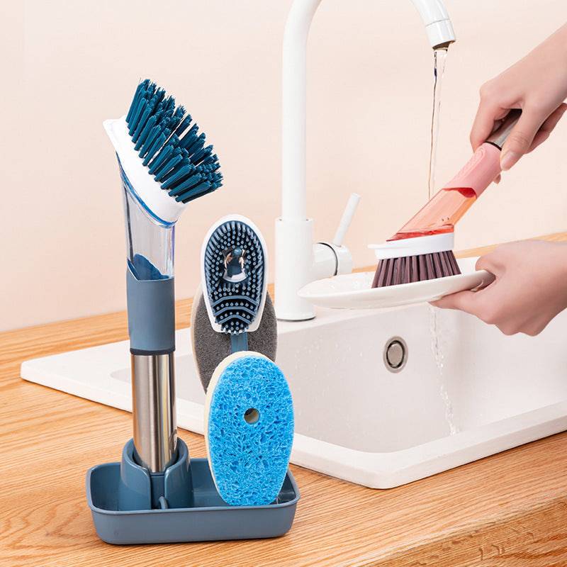 New Multifunctional Dish Brush Household Kitchen Oily Sponge Long Handle Cleaning Brush - YLORESHOP