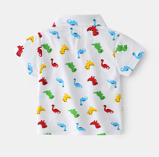Summer Dinosaur Cartoon Print Boy Short Sleeve - YLORESHOP