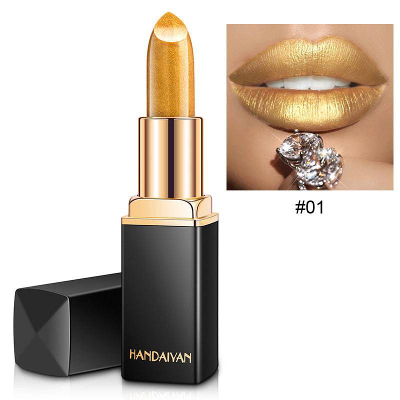 Shiny Metallic Lipstick Pearlescent Color Temperature Change Lipstick Gilt Lipstick - YLORESHOP