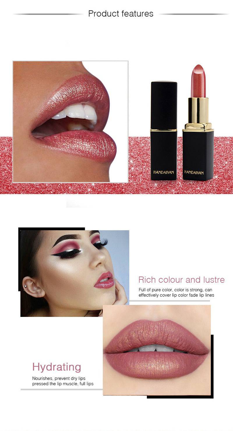 Shiny Metallic Lipstick Pearlescent Color Temperature Change Lipstick Gilt Lipstick - YLORESHOP