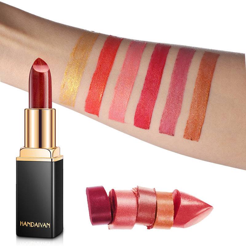 Shiny Metallic Lipstick Pearlescent Color Temperature Change Lipstick Gilt Lipstick - YLORESHOP