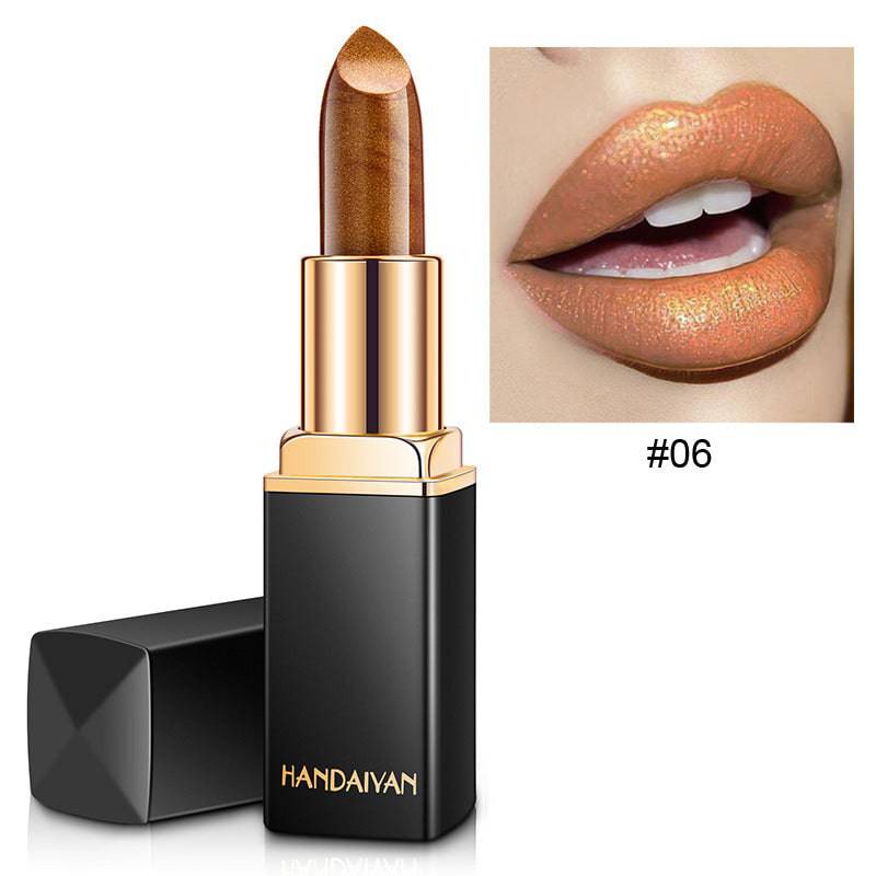 Shiny Metallic Lipstick Pearlescent Color Temperature Change Lipstick Gilt Lipstick - YLORESHOP