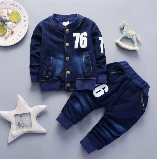 Boys Denim Long Sleeve Casual Suit - YLORESHOP