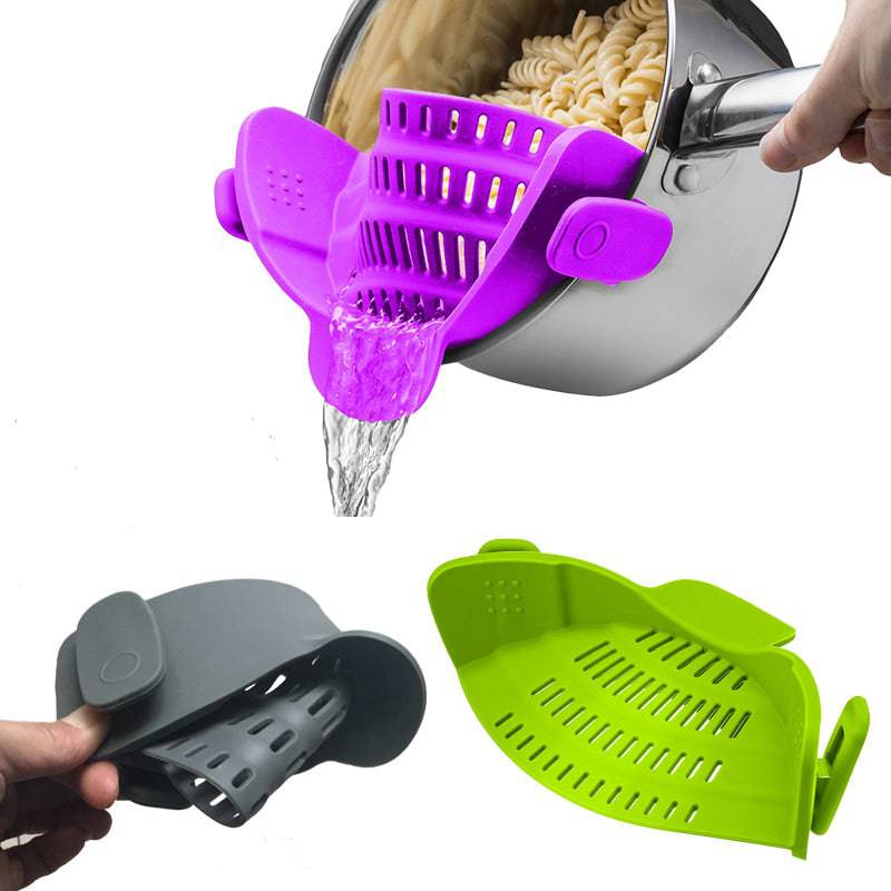 Silicone Clip-on Pot Pan Bowl Funnel Oil Strainer Creative Rice Washing Colander for Draining Liquid Fits All Pot Size - YLORESHOP