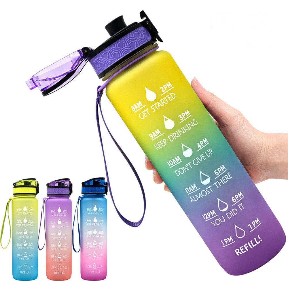 1L Tritan Water Bottle With Time Marker Bounce Cover Motivational Water Bottle Cycling Leakproof Cup For Sports Fitness Bottles - YLORESHOP