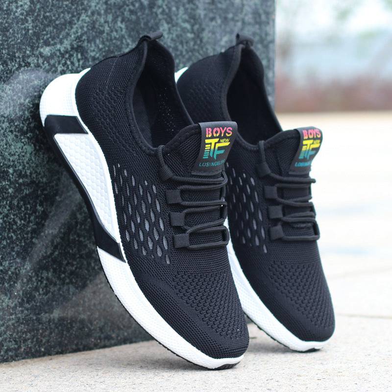 New Sports Shoes Men's Breathable Casual Mesh Shoes Comfort Increase Lace-up Non-slip Low-top Running Shoes - YLORESHOP