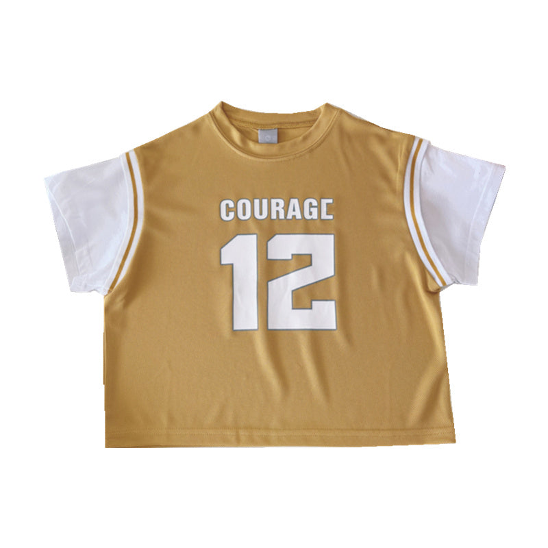 Xiaojie's Boy Sports Style Fake Two Short-sleeved Children's New Summer Casual Tops Baby Handsome T-shirt - YLORESHOP