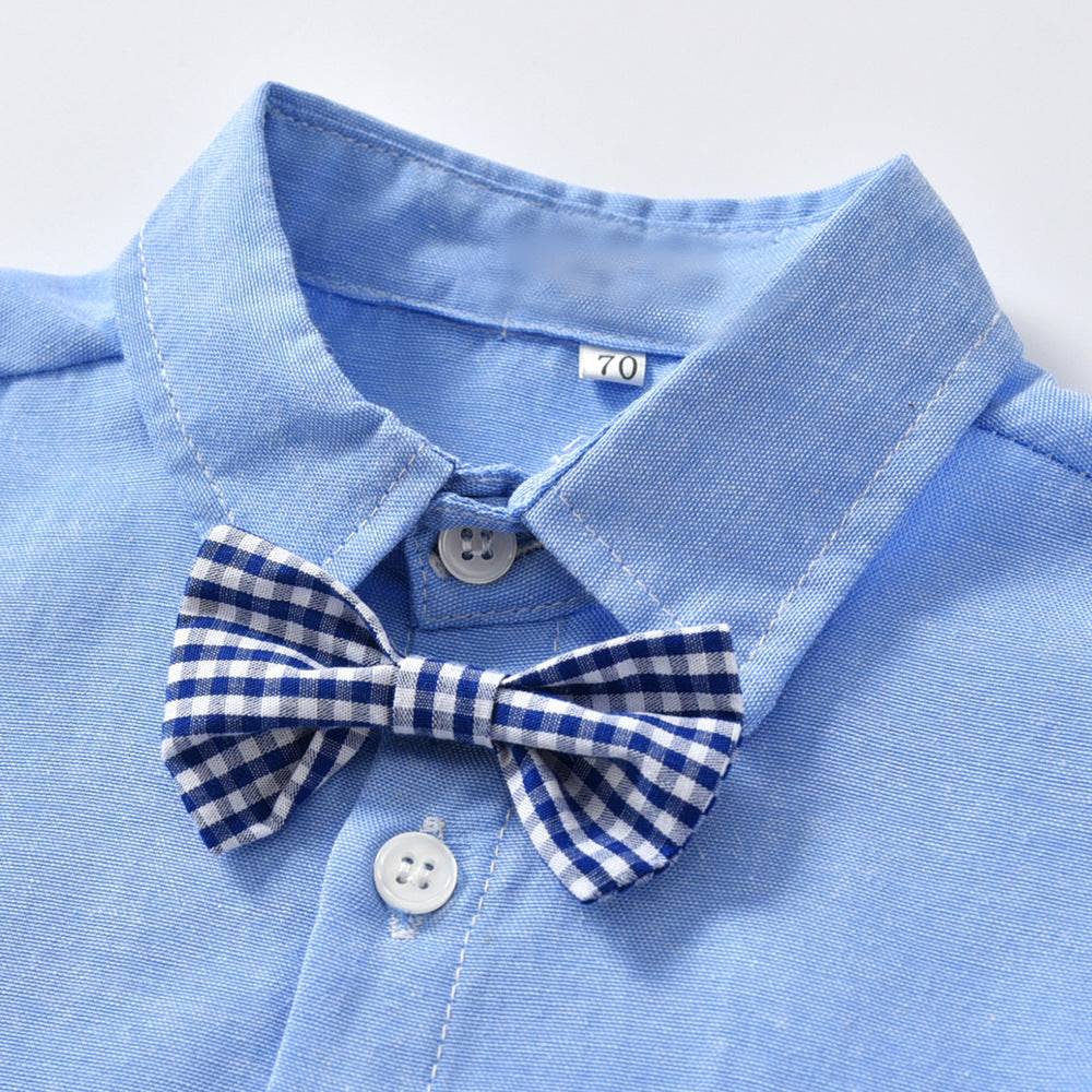 Boys Gentleman Bib Pant Suit Long Sleeve Bow Tie - YLORESHOP