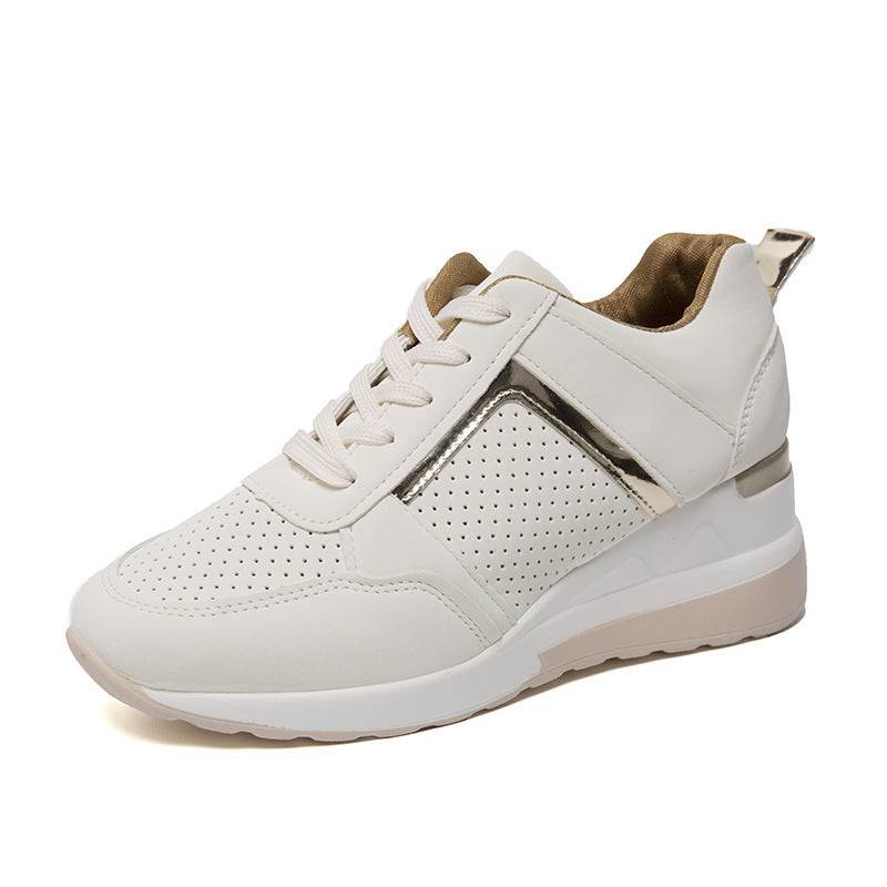 Scarpe da ginnastica con plateau e zeppa, scarpe casual, scarpe da ginnastica in rete con lacci