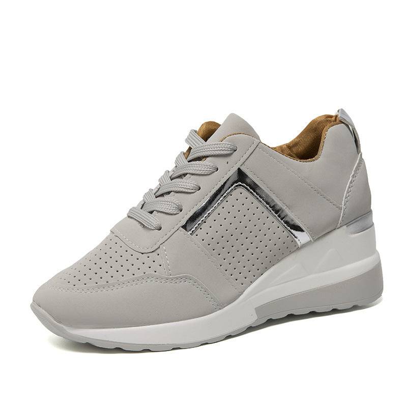 Scarpe da ginnastica con plateau e zeppa, scarpe casual, scarpe da ginnastica in rete con lacci