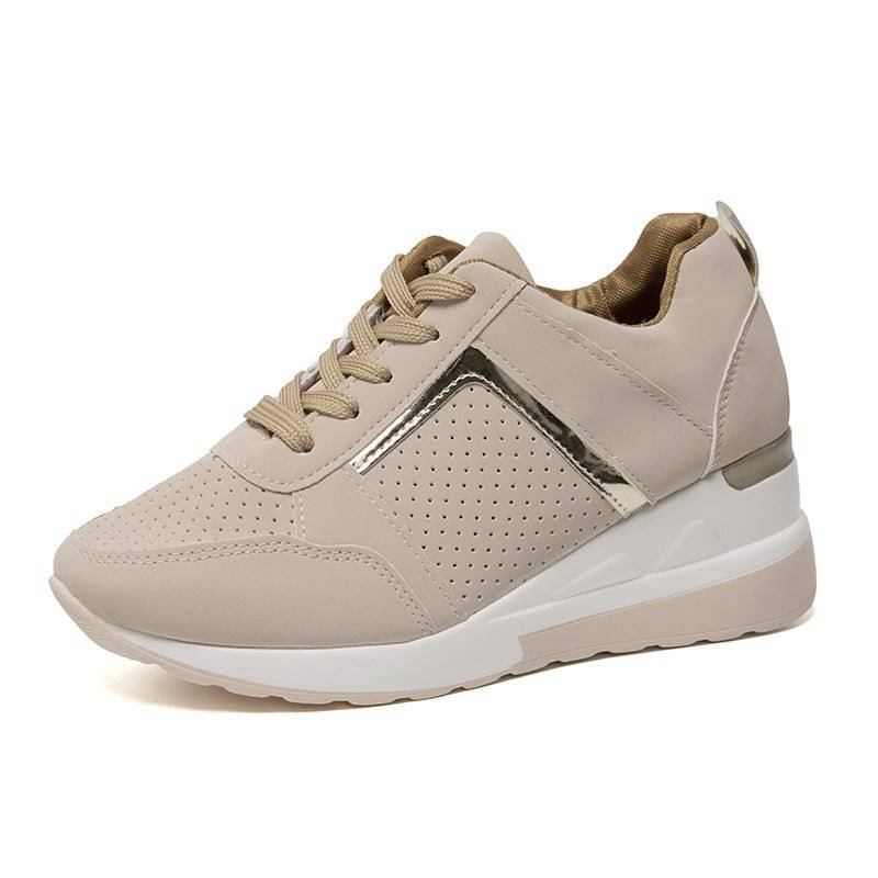 Scarpe da ginnastica con plateau e zeppa, scarpe casual, scarpe da ginnastica in rete con lacci