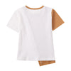 Irregular Contrast Short-Sleeved T-Shirt - YLORESHOP