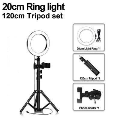 Luce di riempimento a LED rotonda con ancoraggio per selfie dal vivo per telefono cellulare