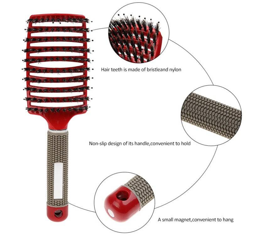 Hairbrush Anti Klit Brushy Haarborstel Women Detangler Hair Brush Bristle Nylon Scalp Massage  Teaser Hair Brush Comb - YLORESHOP