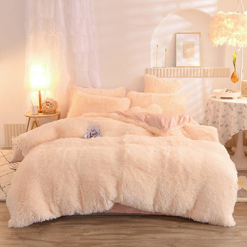 Luxury Thick Fleece Duvet Cover Queen King Winter Warm Bed Quilt Cover Pillowcase Fluffy Plush Shaggy Bedclothes Bedding Set Winter Body Keep Warm - YLORESHOP