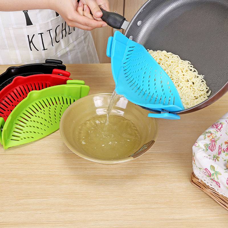 Silicone Clip-on Pot Pan Bowl Funnel Oil Strainer Creative Rice Washing Colander for Draining Liquid Fits All Pot Size - YLORESHOP