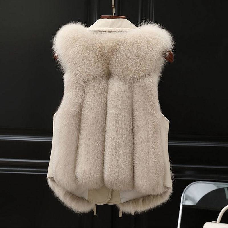 Fur Vest Short Coat Autumn And Winter New Patchwork Winter Fox Fur Jacket Women Short Artificial Fur Coat Elegant Female Warm Vest - YLORESHOP