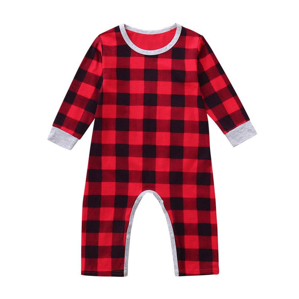 Infant Baby Boys Girls Christmas Santa XMAS Letter Plaid Romper Jumpsuit Outfits baby clothes winter clothe - YLORESHOP