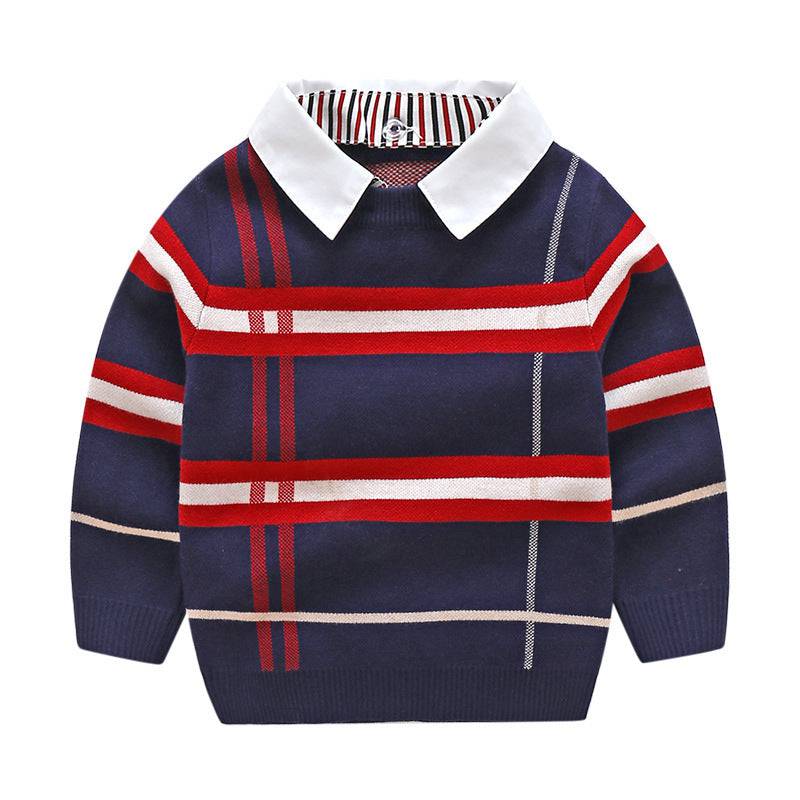 Boys plaid jacquard sweater - YLORESHOP