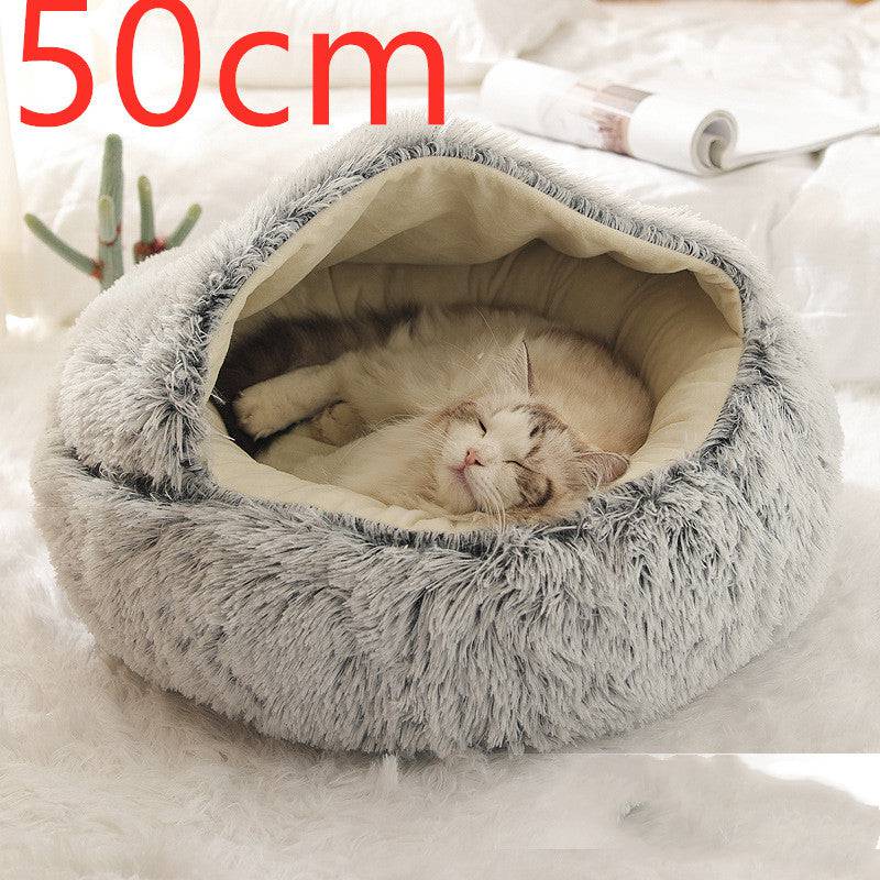 Letto invernale per cani e gatti 2 in 1 Letto invernale per animali domestici Letto rotondo in peluche caldo Letto per animali domestici in morbido peluche lungo Prodotti per animali domestici