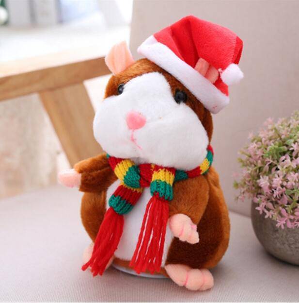 16cm Christmas Talking Hamster Plush Toy Interactive Sound Record Plush Hamster Stuffed Toys for Children Kids Christmas Gift - YLORESHOP