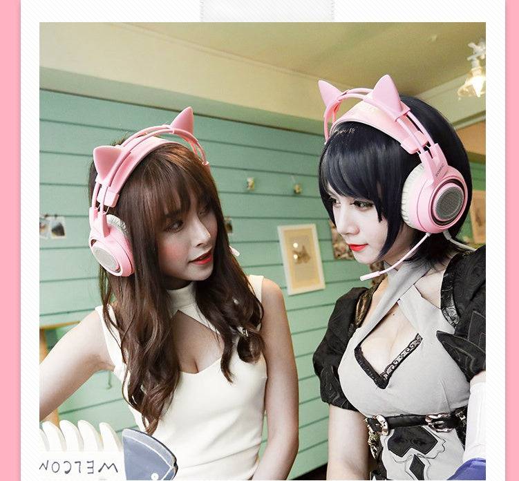 Cuffie da gioco G951 Cuffie con audio surround virtuale USB 7.1 Cuffie LED Cat Ear