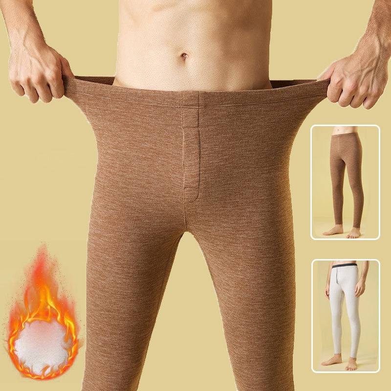 Leggings in cashmere da uomo Pantaloni invernali caldi per il sollevamento dei fianchi Pantaloni attillati per abbigliamento interno solido alla moda