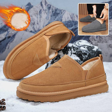 V-cut Fleece Snow Boots Winter Warm Round-toed Suede Ankle Boot Fashion Simple Non-slip Flat Cotton Shoes For Men - YLORESHOP