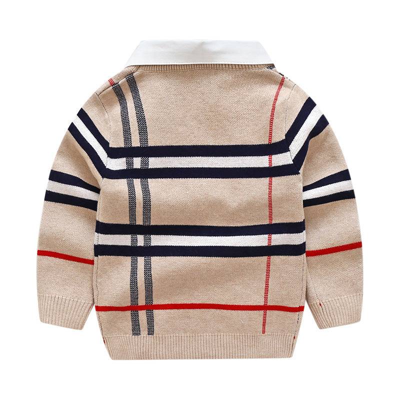 Boys plaid jacquard sweater - YLORESHOP