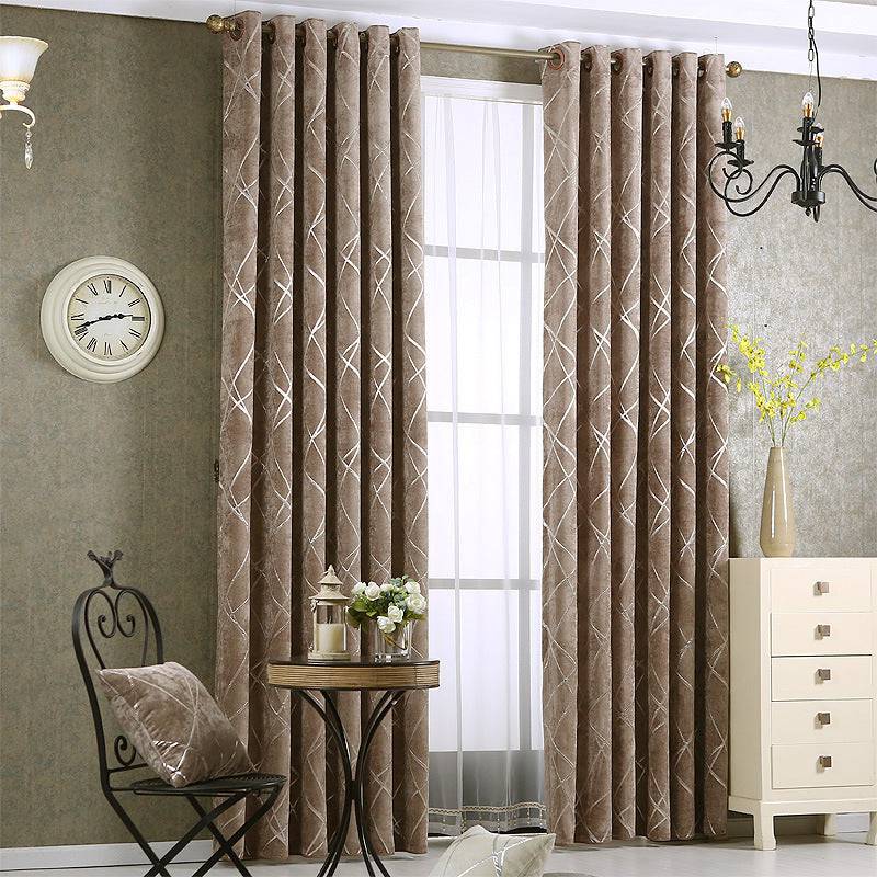 Solid Color Simple Modern Light Luxury Living Room Chenille Blackout Curtains - YLORESHOP