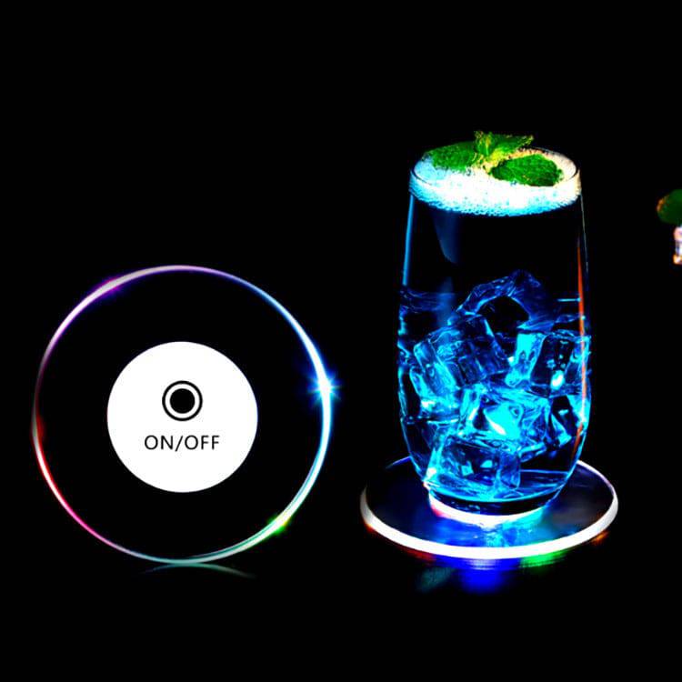 LED Glow Coaster Acrylic Crystal Emitting Luminous Bar Cocktail Mug Stand Light Coasters Flashing Base Tableware Decoration Pads - YLORESHOP