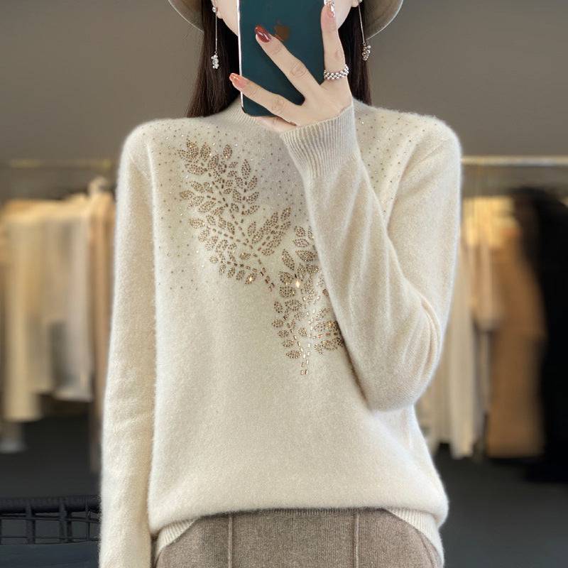 Women's Loose And Versatile Semi High Neck Knitted Sweater - YLORESHOP