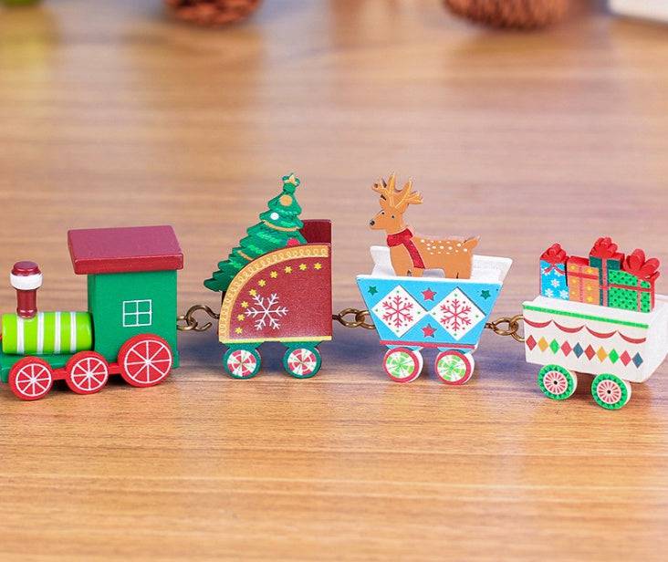 4pcs Mini Wooden Train Toys