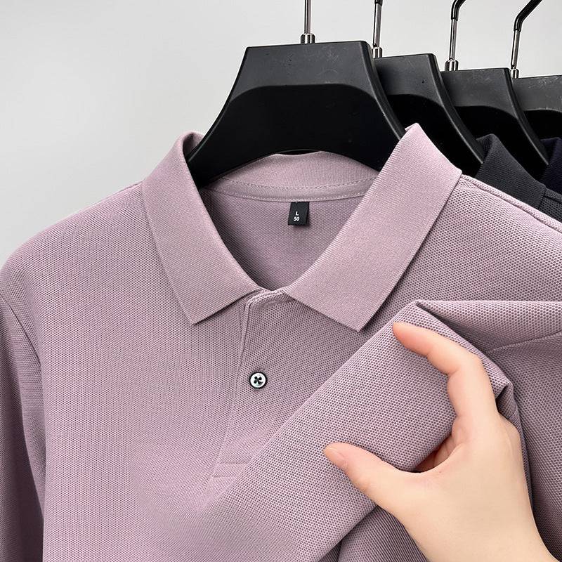 Middle-aged Business Leisure Long Sleeve Lapel T-shirt