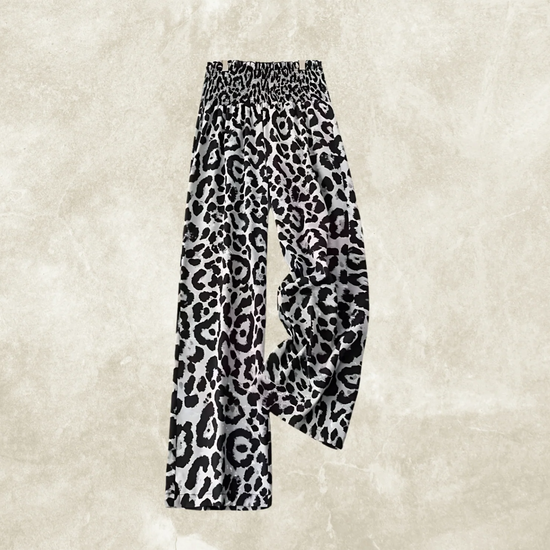 Leopard Print Floral Print Casual Pants Elastic Waist - YLORESHOP