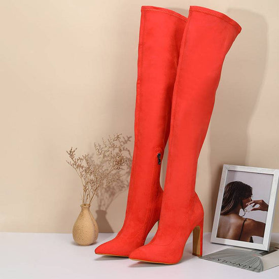 Women's Thick-heeled Inner Zipper Colored Boots - YLORESHOP