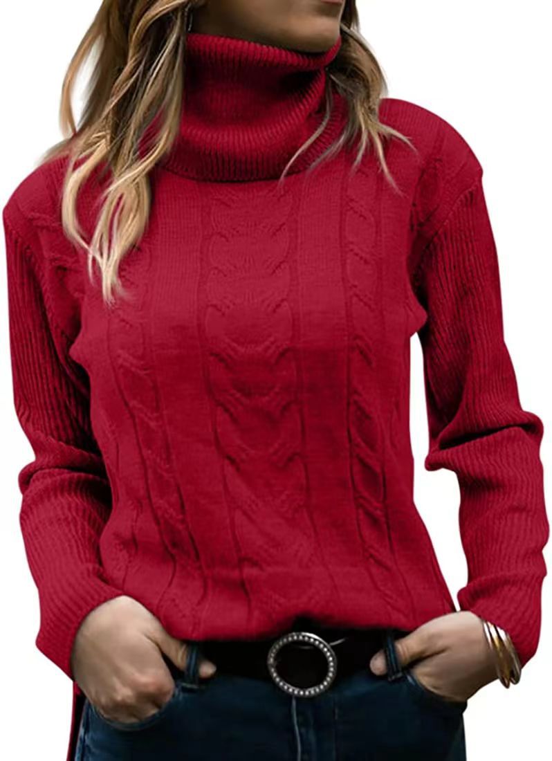 Solid Color Turtleneck Sweater Retro Long Sleeve Sweater - YLORESHOP