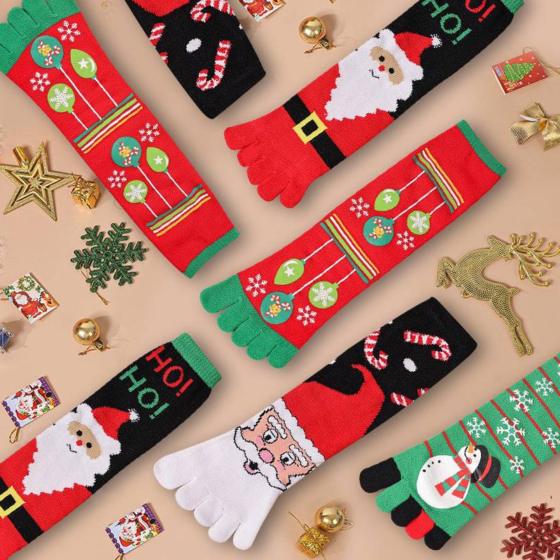 Cute Christmas Five-finger Socks Winter Elastic Sweat-absorbent Split-toe Socks For Women - YLORESHOP