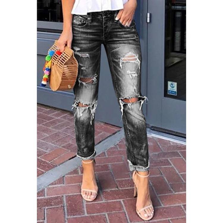 Women's Jeans Ripped Washed Slimming - YLORESHOP