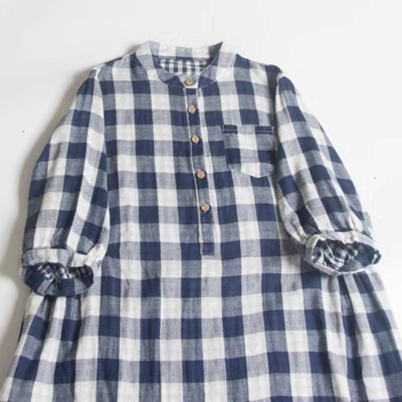 Double-layer Cotton Plaid Dress Women - YLORESHOP