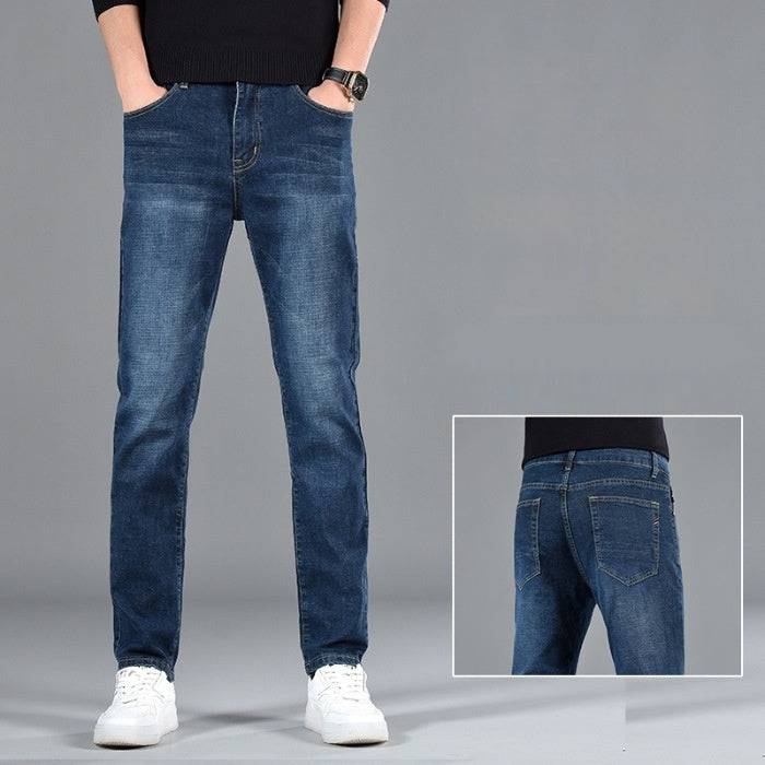 Nuovi jeans da uomo in cotone a gamba dritta casual da ragazzo slim fit