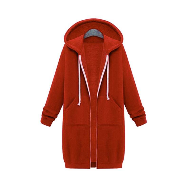 Hooded Long Sleeve Sweater Fleece Long Jacket - YLORESHOP