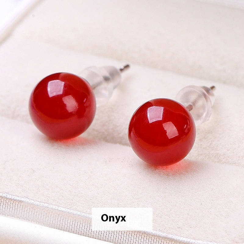 Natural Red Agate Temperamental Minority Stud Sense Earrings Wholesale - YLORESHOP