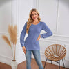 Round Neck Small Hole Bubble Sleeve Long Sleeve Top - YLORESHOP